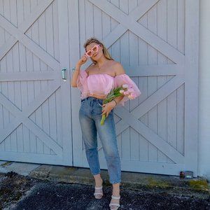 Pink Ruffle Tulle Crop top